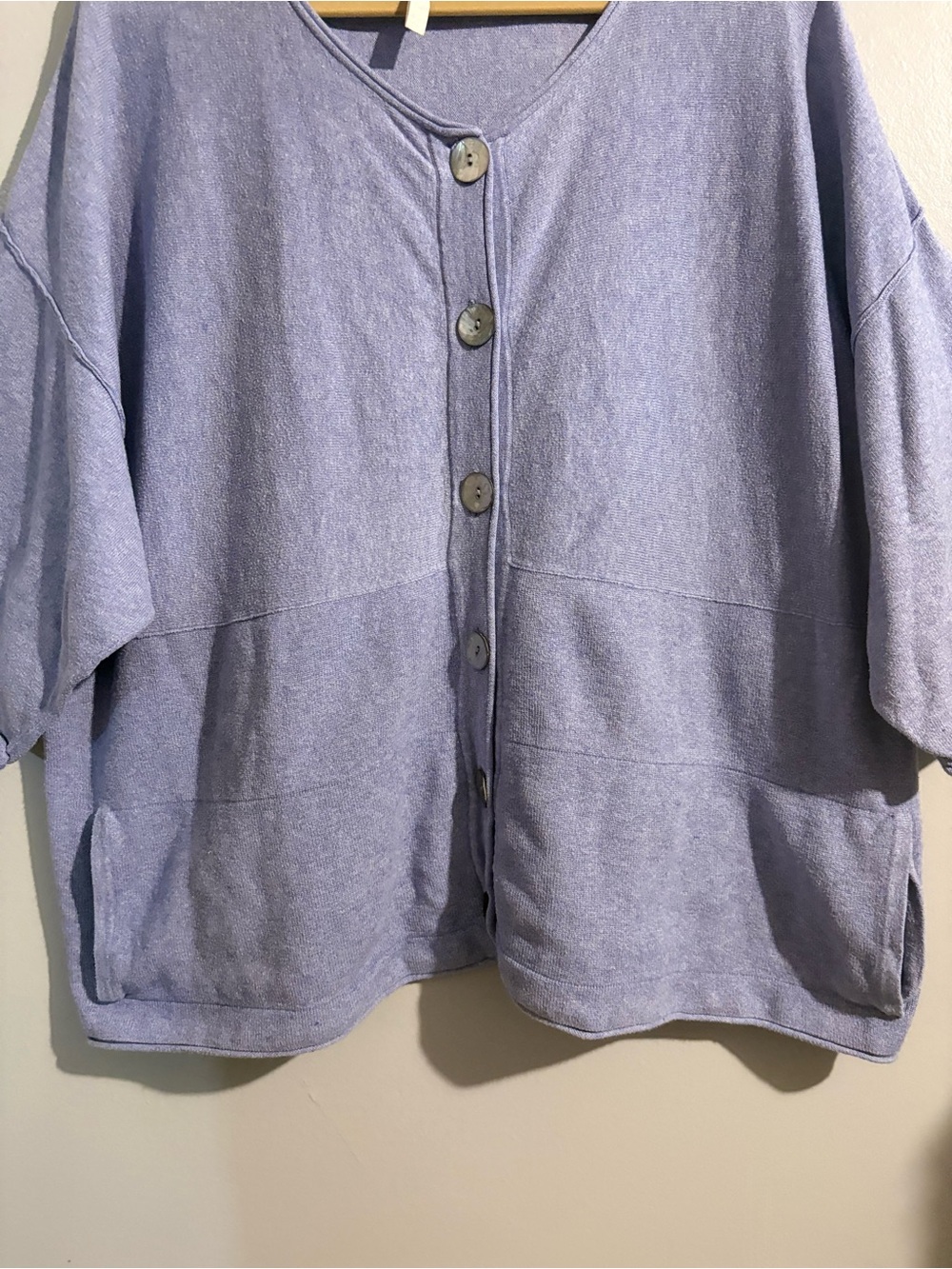 Pure Jill Lavender Cashmere Blend Button Up Cardigan Sweater Oversized Pockets - Picture 8 of 11